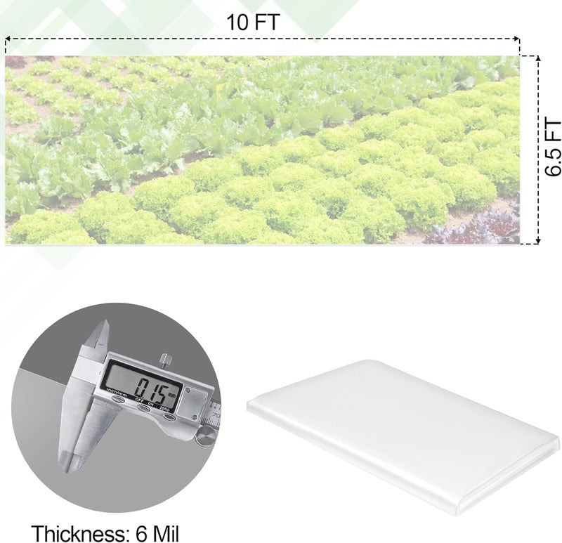 ToLanbbt 6.5 x 10 FT Clear Greenhouse Plastic Sheeting, 6 Mil Polyethylene Film Heavy Duty, Water Sun Frost Wind Dust Resistant Winter Hoop House Toughness Plastic Cover for Farming, Gardening, Agriculture,DIY - Image 2